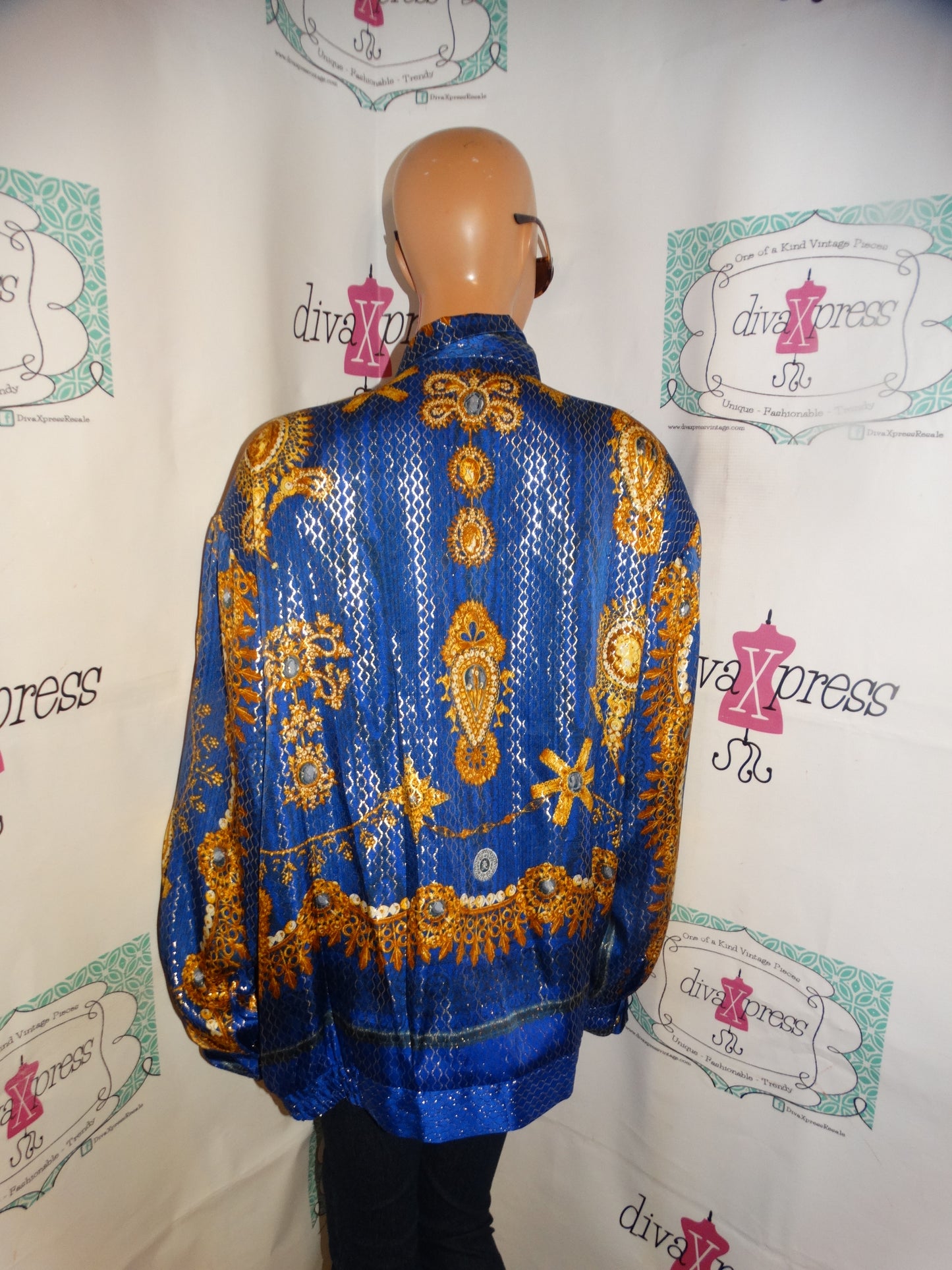 Vintage RARE Joey Rich Royal Blue Chain Jacket Size 2x