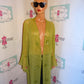 Vintage Romans Lime Green Beaded Sheer Throw Size 2x