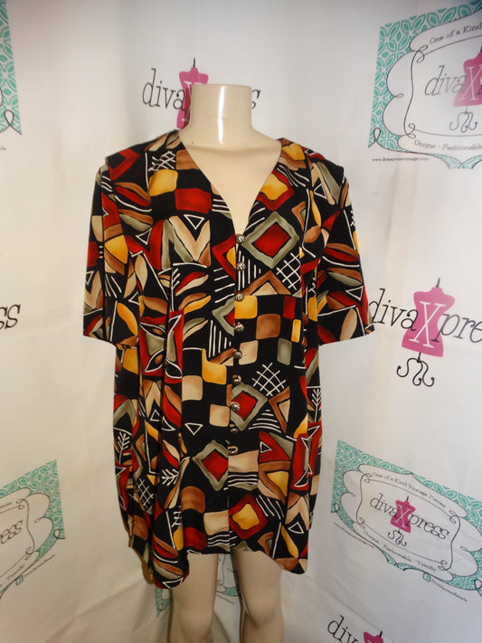 Vintage Postive Attitude Brown Colorful Top Size 1x