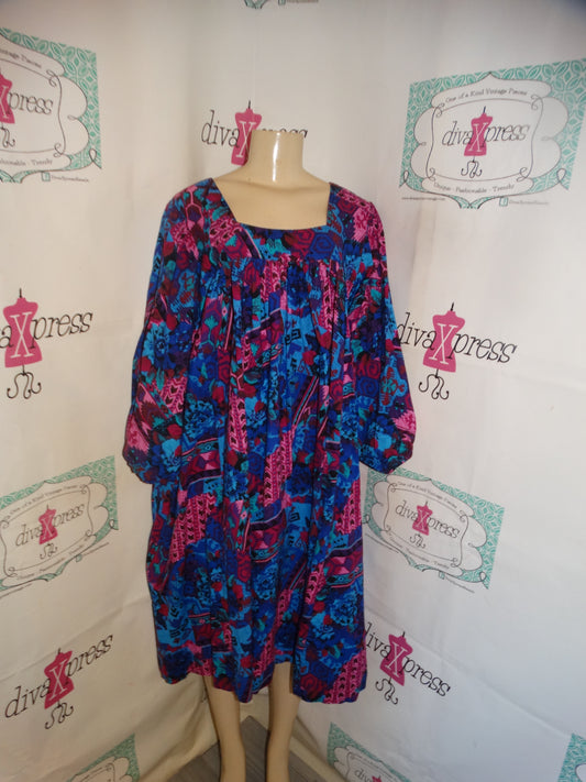 Vintage Kalma Blue Colorful Blouse Size 3x