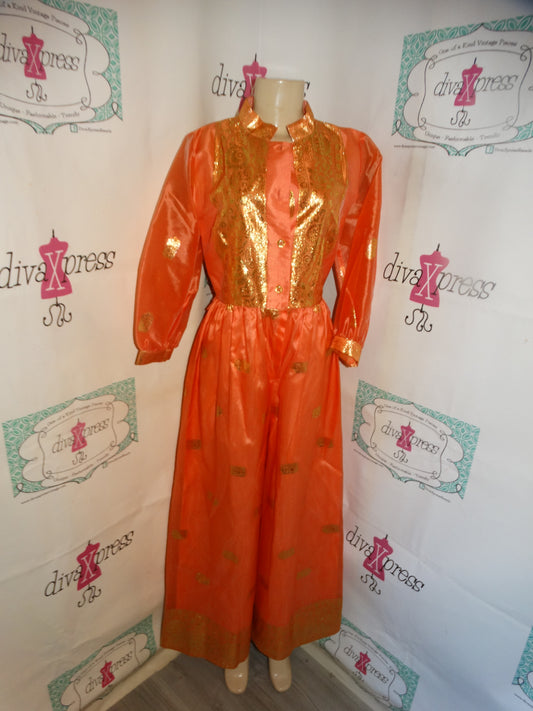 Vintage Louge Craft Peach/Gold Romper Size M