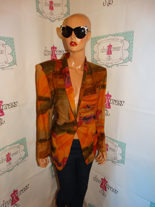 Vintage Maren Green/Pink Colorful Blazer Size M