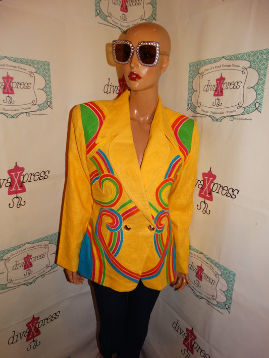 Vintage Primere Yellow Colorful  Blazer