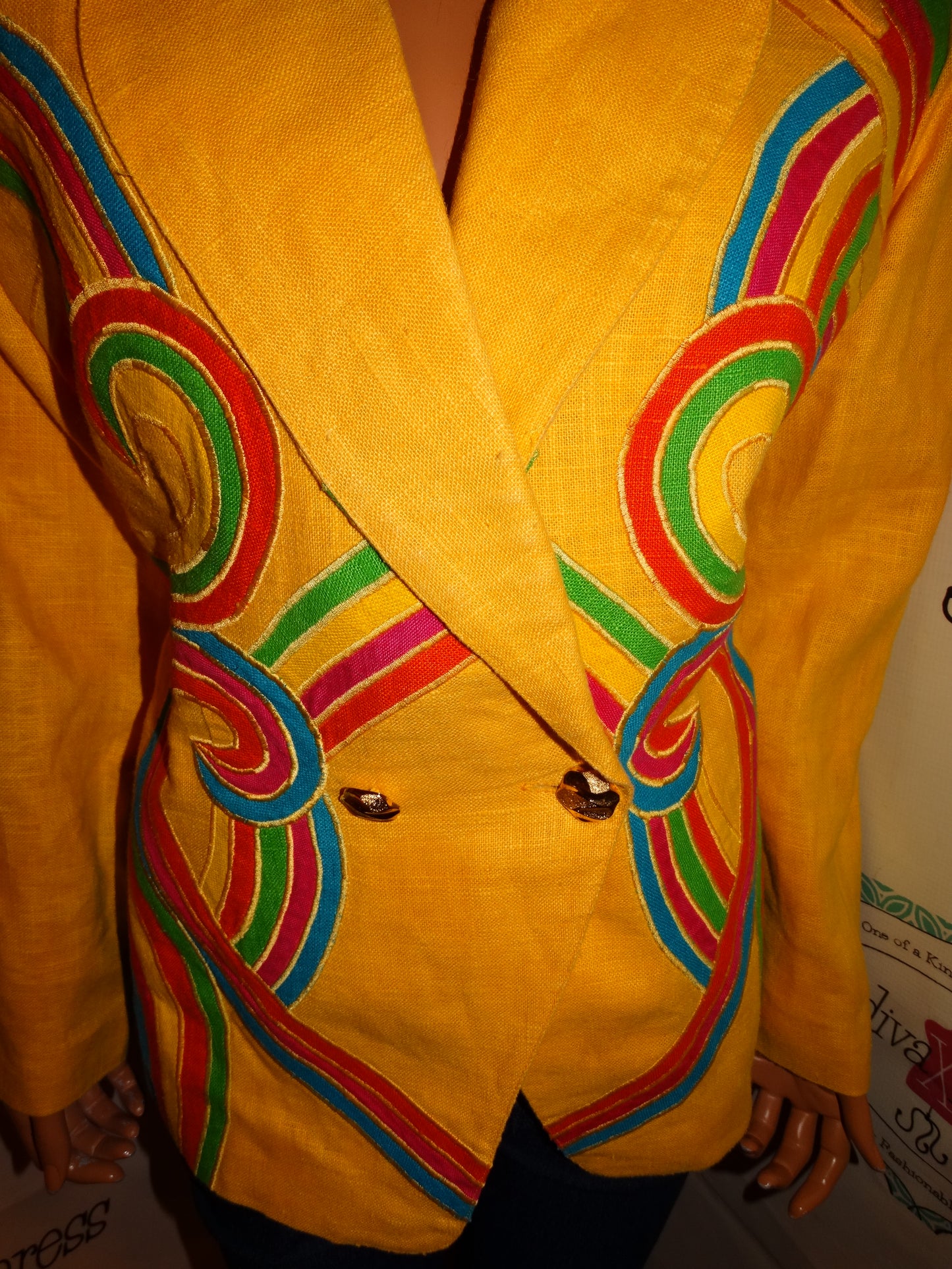 Vintage Primere Yellow Colorful  Blazer