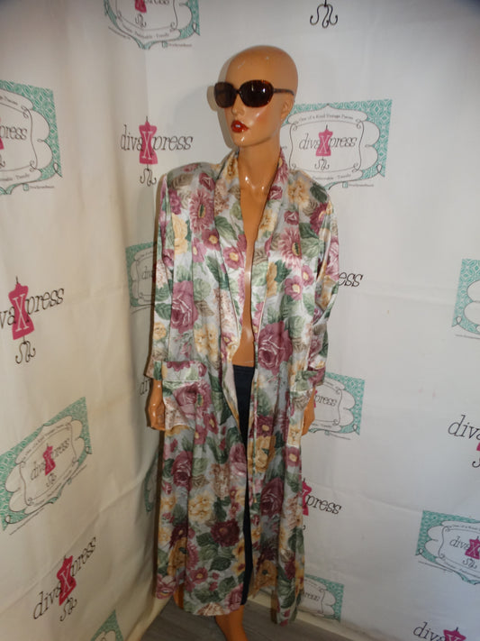 Vintage Light Blue Floral Duster Size 1x