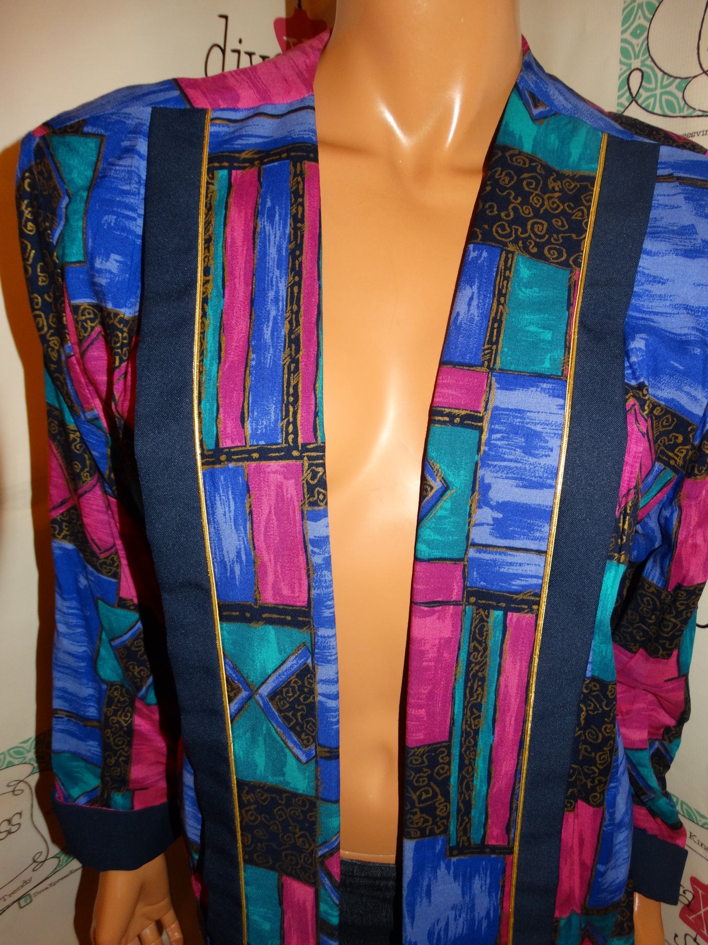 Vintage Merly Fashions Purple/Pink Black Throw Size 1x