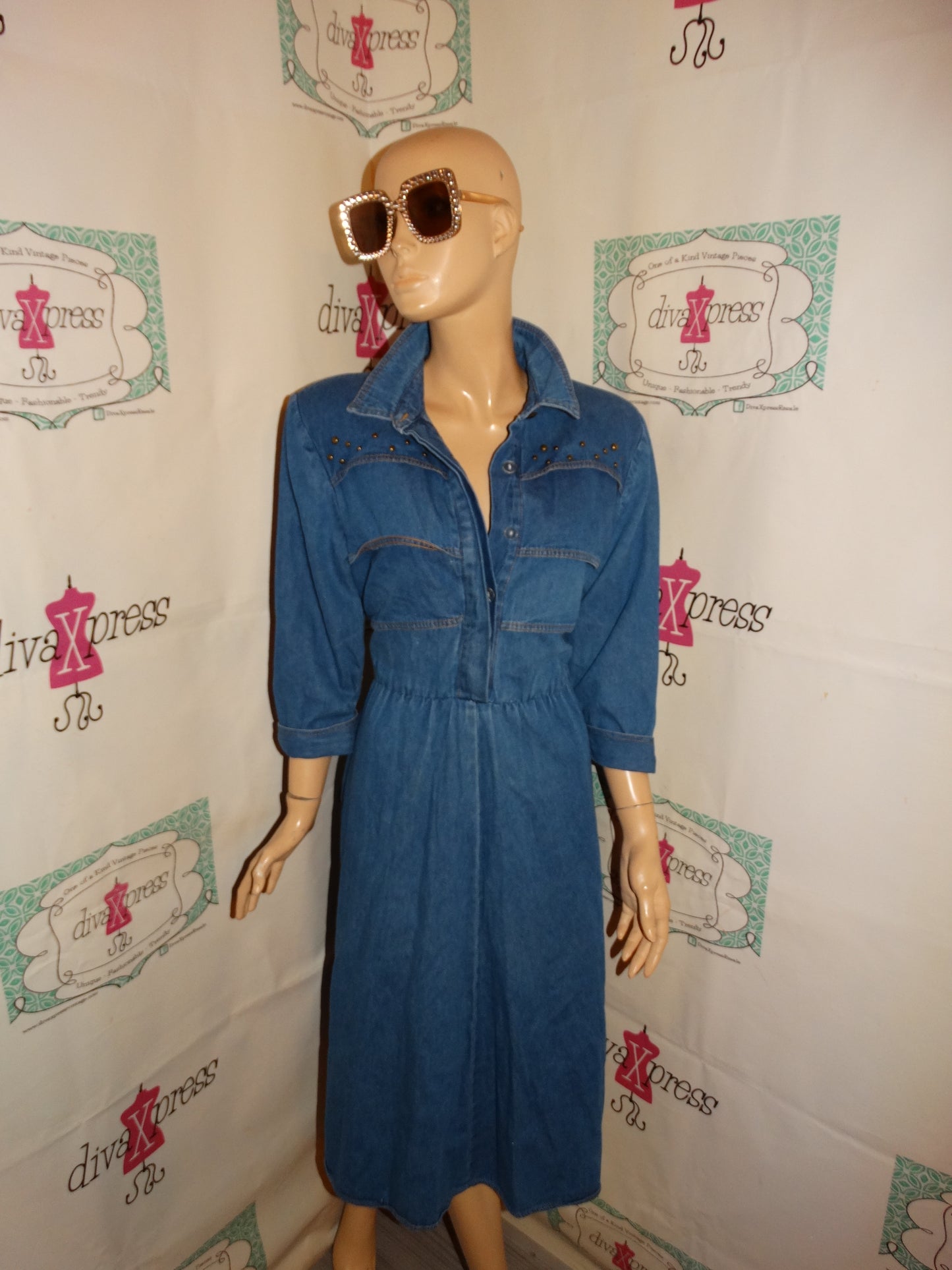 Vintage Jean Beaded Dress Size M