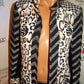 Vintage Moka Leopard/Black White Patch Long Blazer Size M