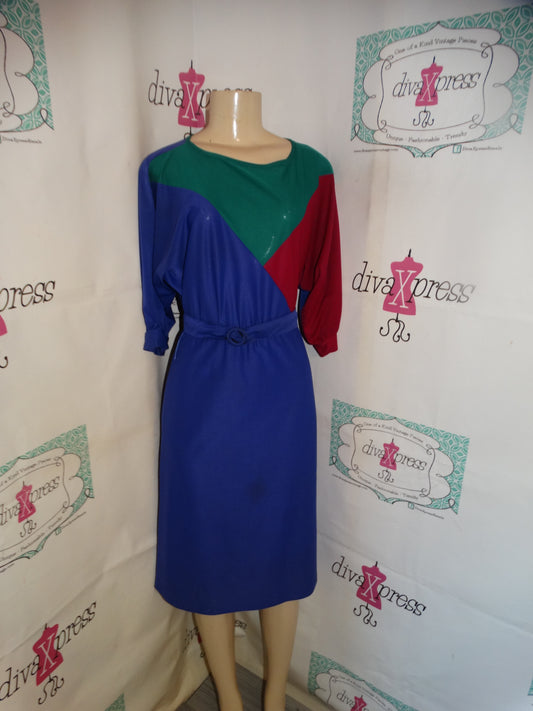 Vintage Timely Trends Purple/Green Pink Dress Size M