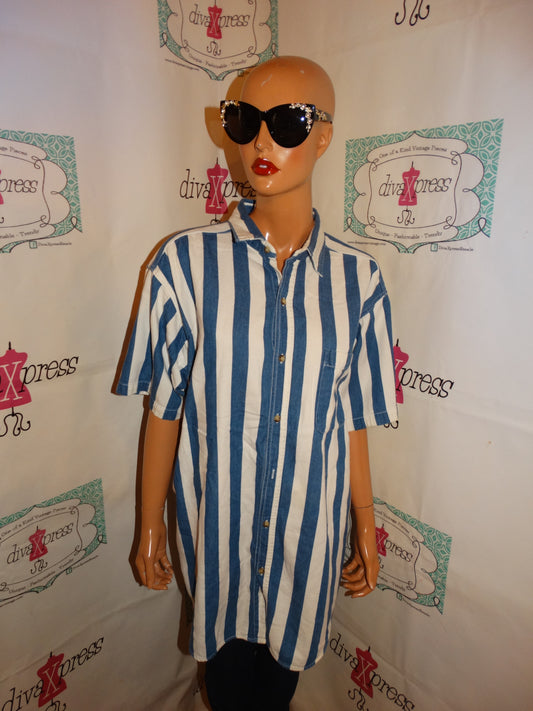 Vintage Northwest Blue Blue/White Stripe Blouse Size 1x