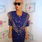 Vintage Mode Sara Purple/Gold Top Size L