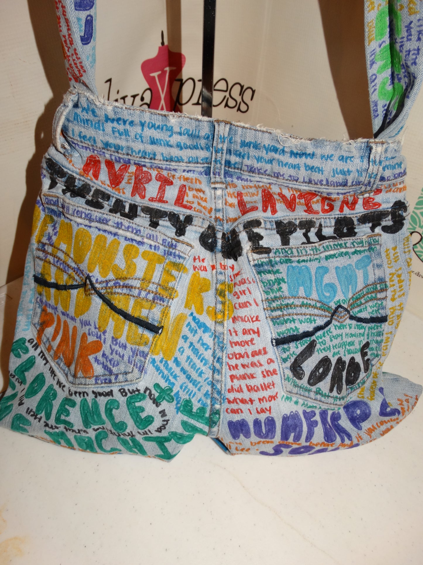 Vintage Jean Button Detail Purse Size L