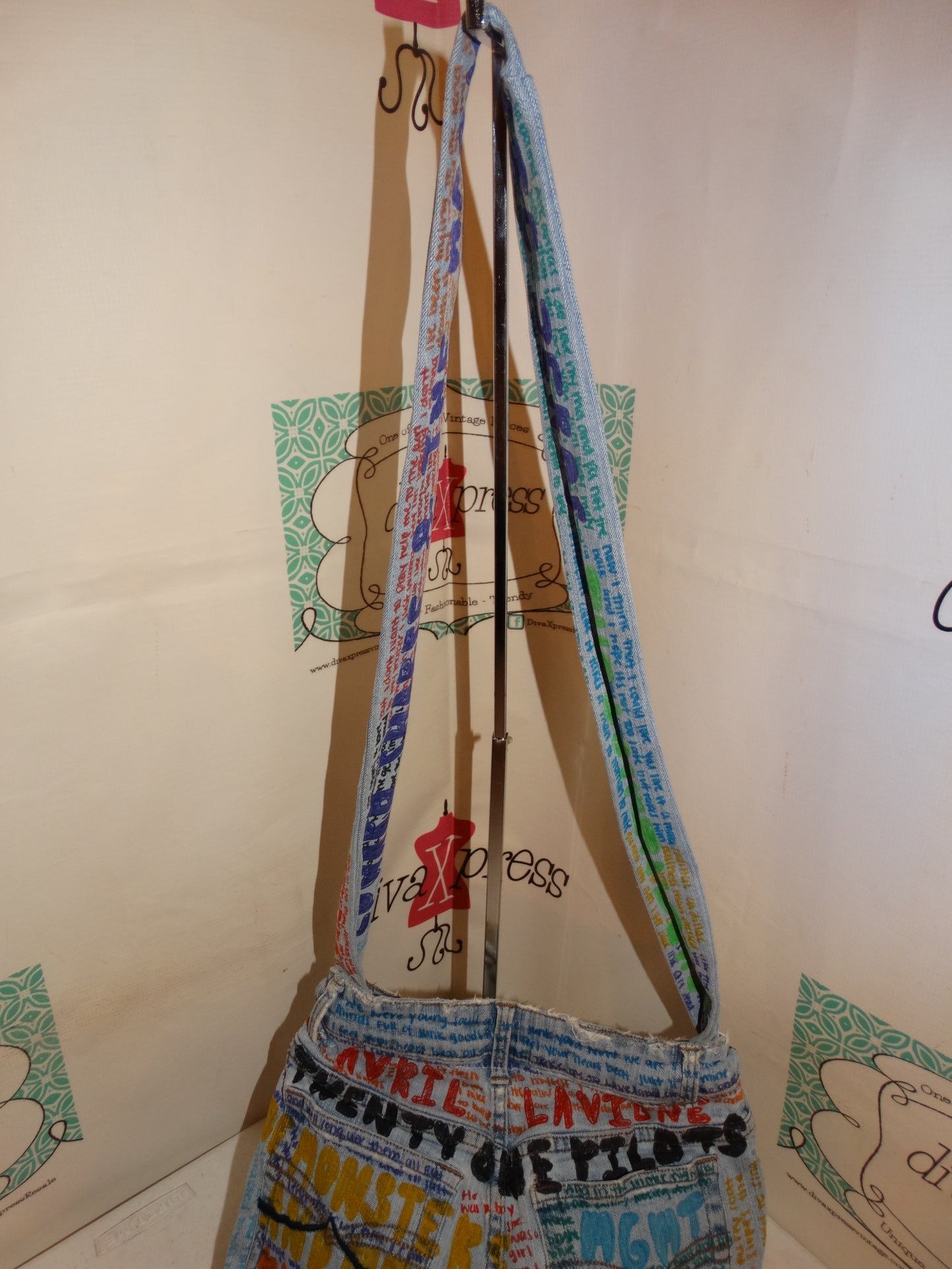 Vintage Jean Button Detail Purse Size L