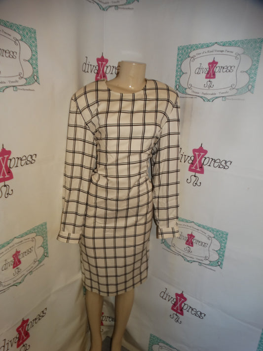 Vintage Liz Claiborne Cream/Black Dress Size XL