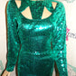 Vintage Nite Line Green Sequins Dress Size S