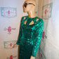 Vintage Nite Line Green Sequins Dress Size S