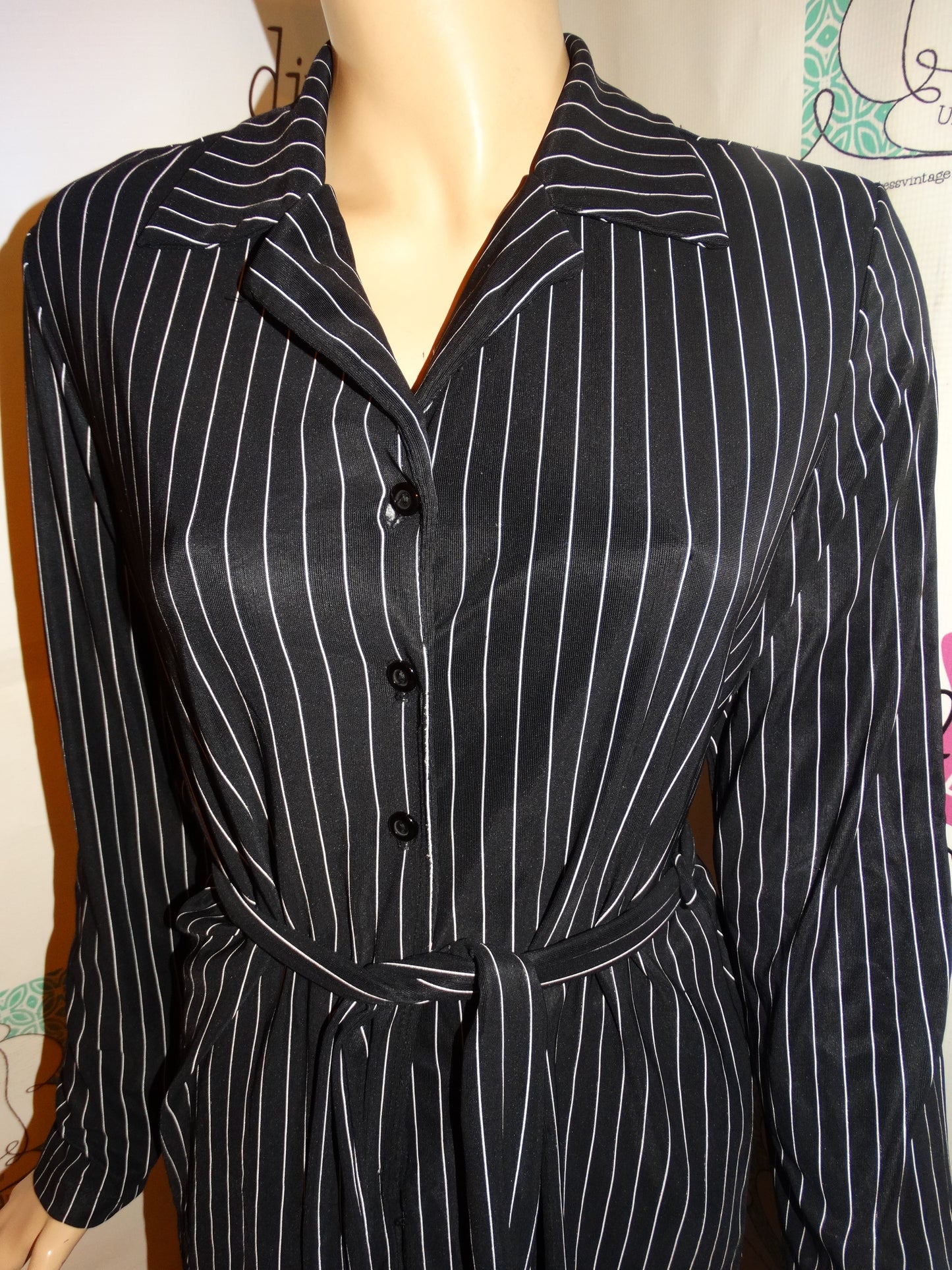 Vintage Maria Gabrielle Black/White Pin Stripe 2 Piece Pants Set Size M