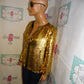 Vintage LifeStyle Fashion Gold Sequins Top Size M