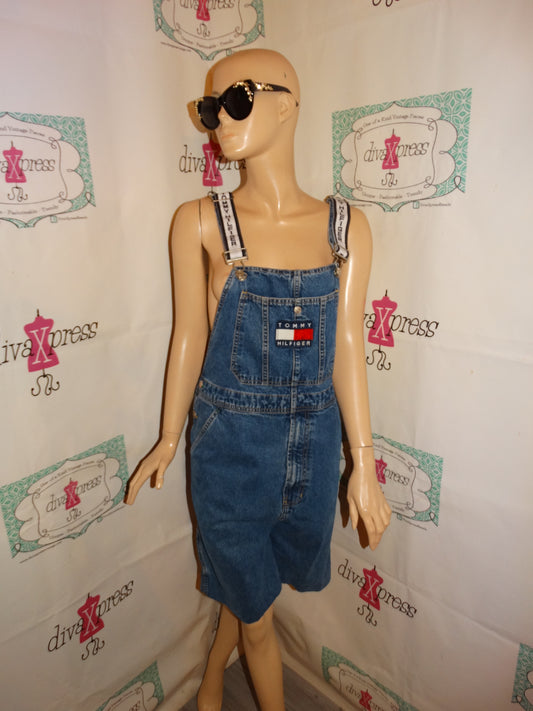 Vintage Tommy Hilfiger Blue Overall Shorts Size 1x