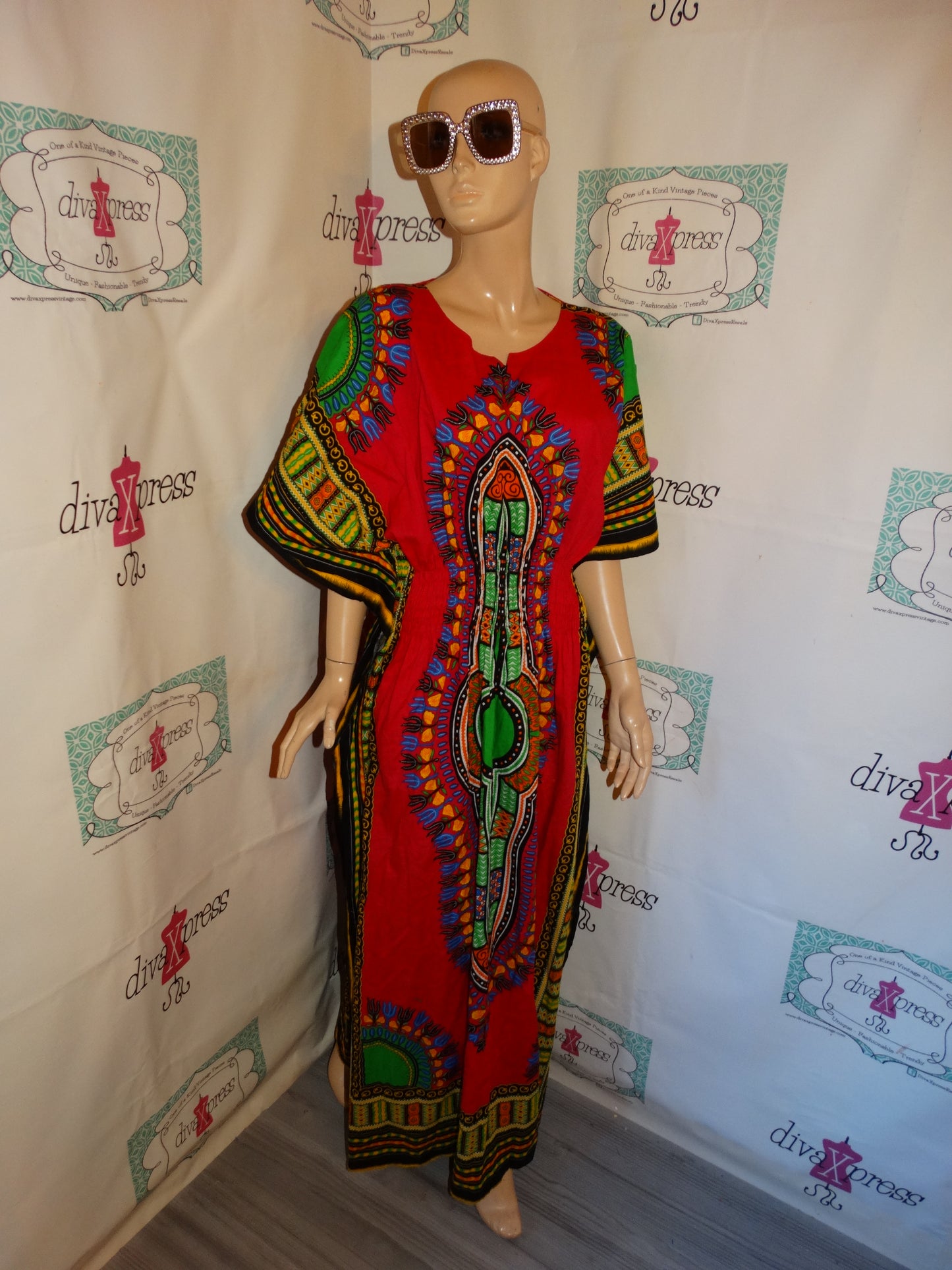 Vintage Mama and Baba  Pink Long Colorful African Dress Size 2x