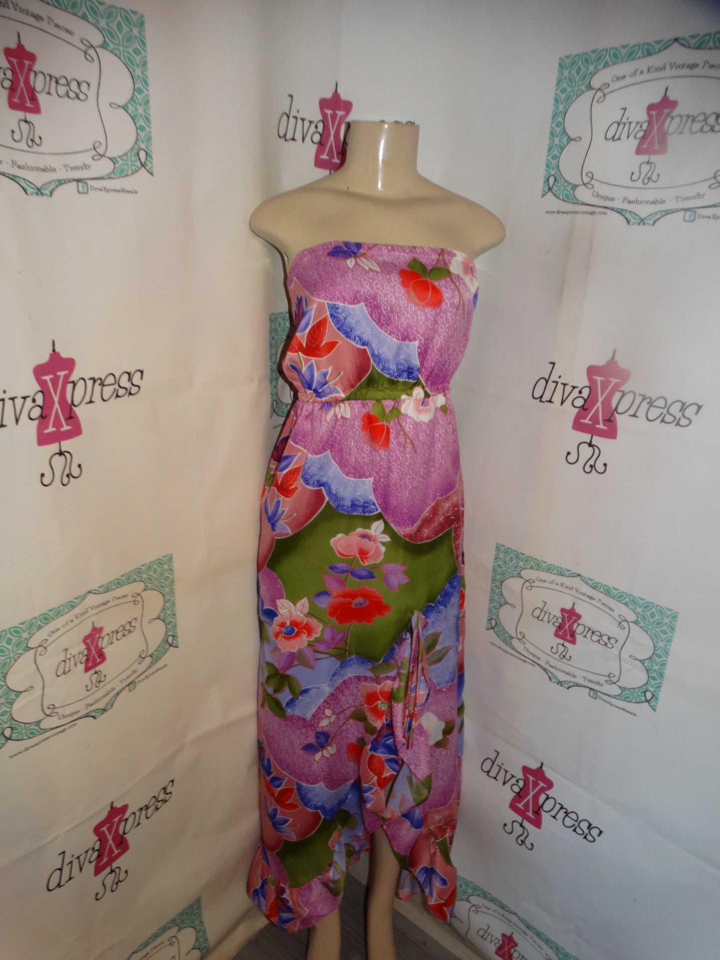 Vintage Wilatah Pink Floral Tub Top Floral Dress Size M