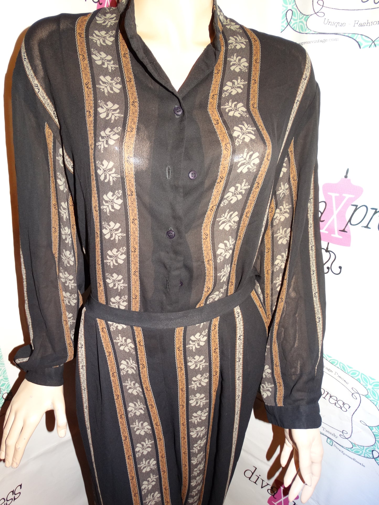 Vintage Patricia Jones Black/Tan 2 Piece Set Size L