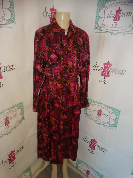 Vintage Lesile Fay Pink/Fuchisa 2 Piece Skirt Set Size M