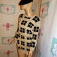 Vintage Lillie BRown Cream/Black 2 Piece Sweater Skirt Set Size S