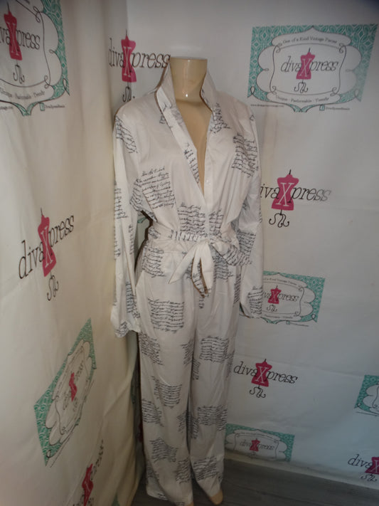 White Letter Romper Size L