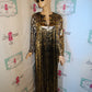 Vintage Luci Russ Black/Gold Silver Dress Size 1x