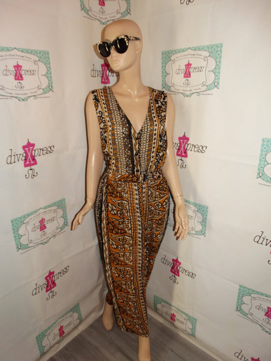 Vintage SND Mustard Yellow/Cream Black 2 Piece Pants Set Size 1x