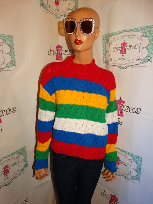 Vintage Liz Wear Pink Colorful Crop Sweater Size 1x