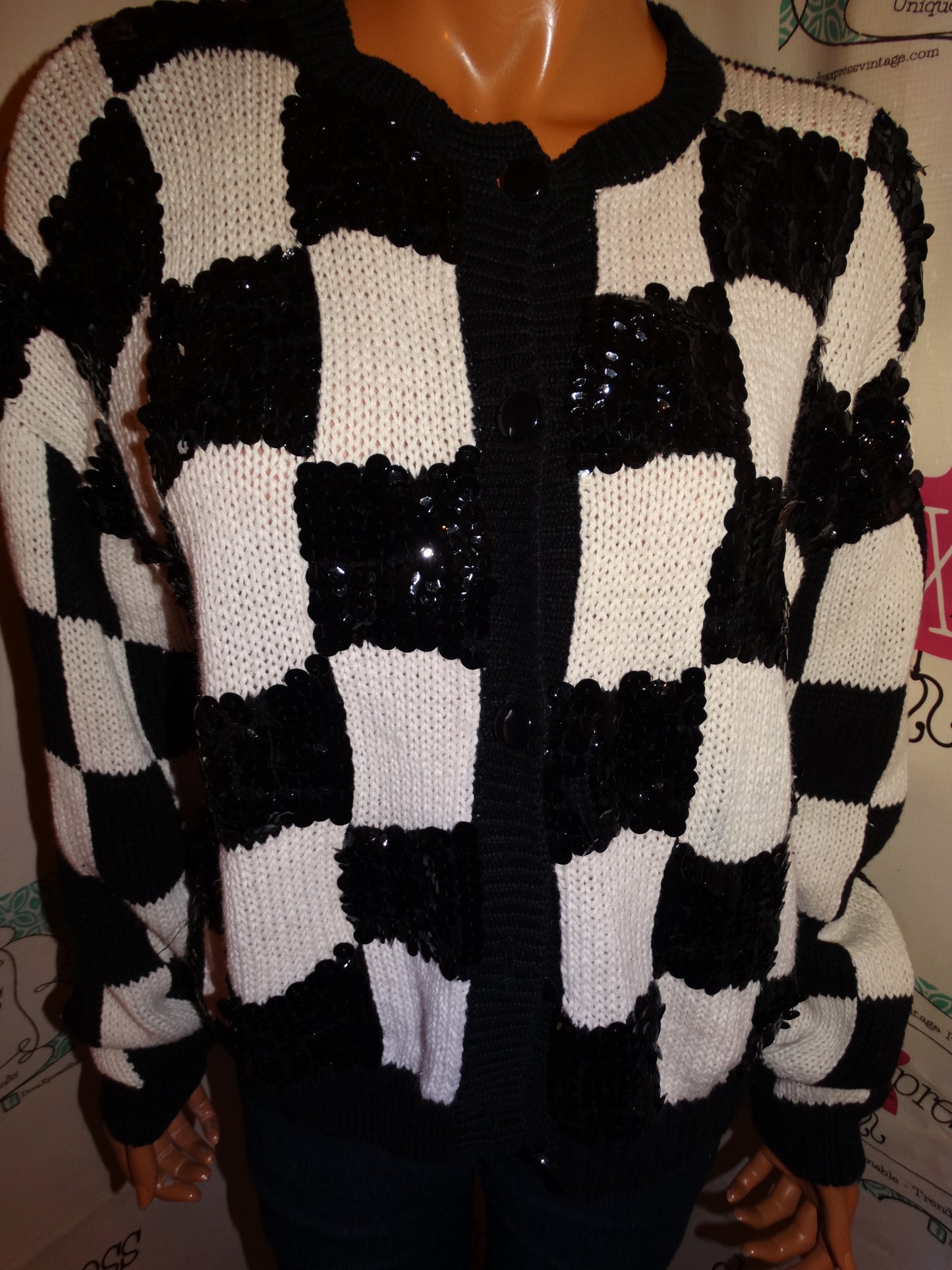 Vintage Stuido Black/White Sequins Sweater Size 2x