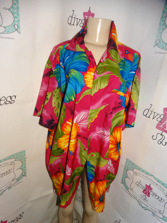 Vintage Pink floral Top Size 1x