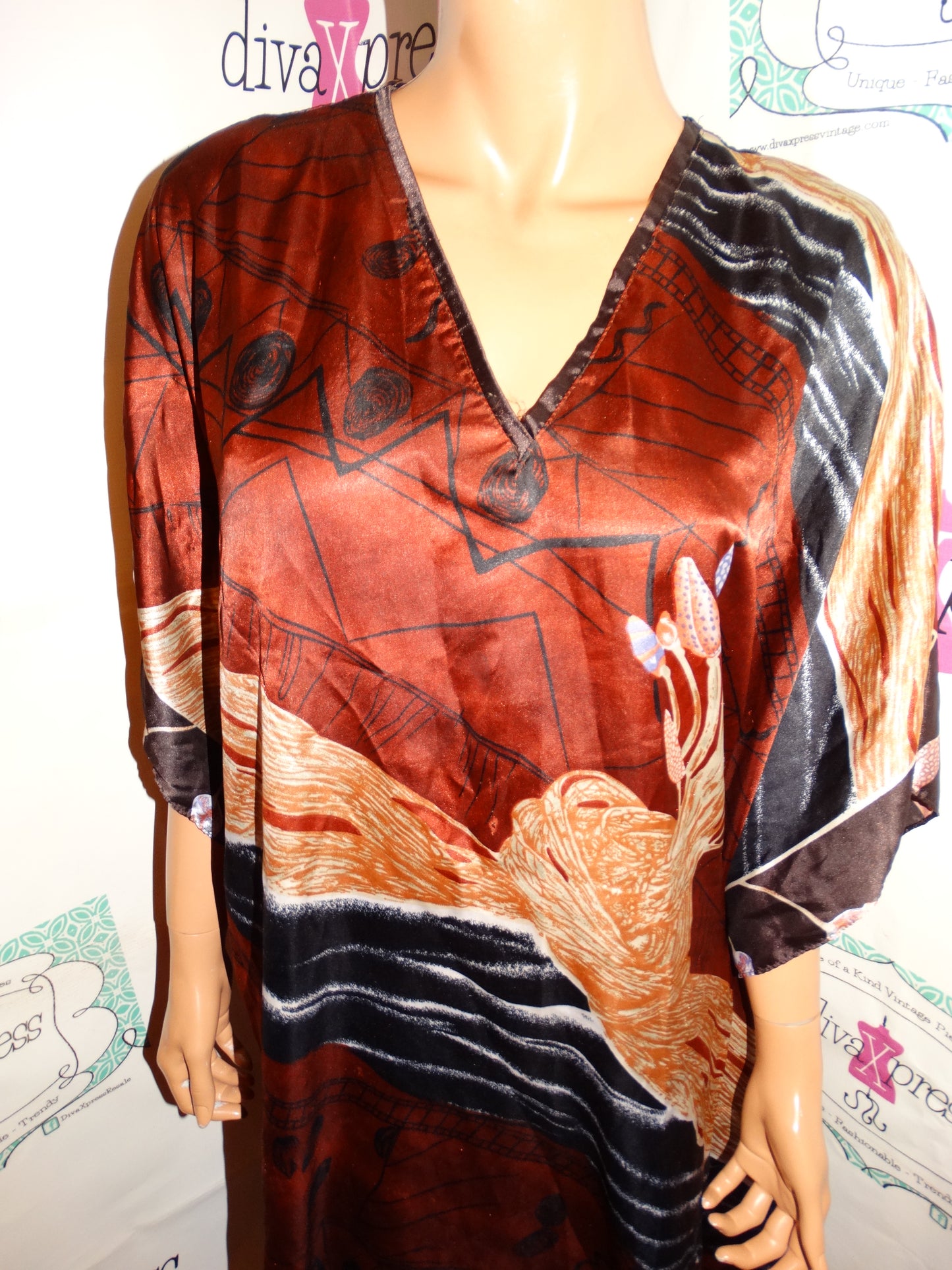 Vintage Winter Black/Brown Tan Dress Size XL