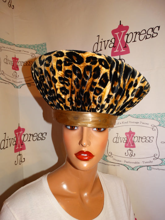 Vintage Leopard Big Top Hat