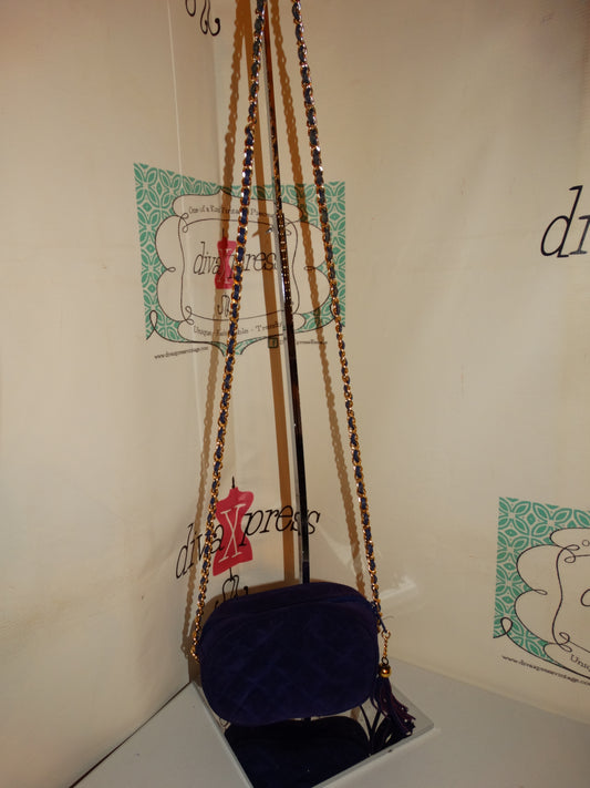 Vintage Purple Suede Crossbody Purse Size S