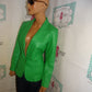Vintage Metro Style Green Leather Jacket Size M