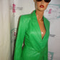 Vintage Metro Style Green Leather Jacket Size M