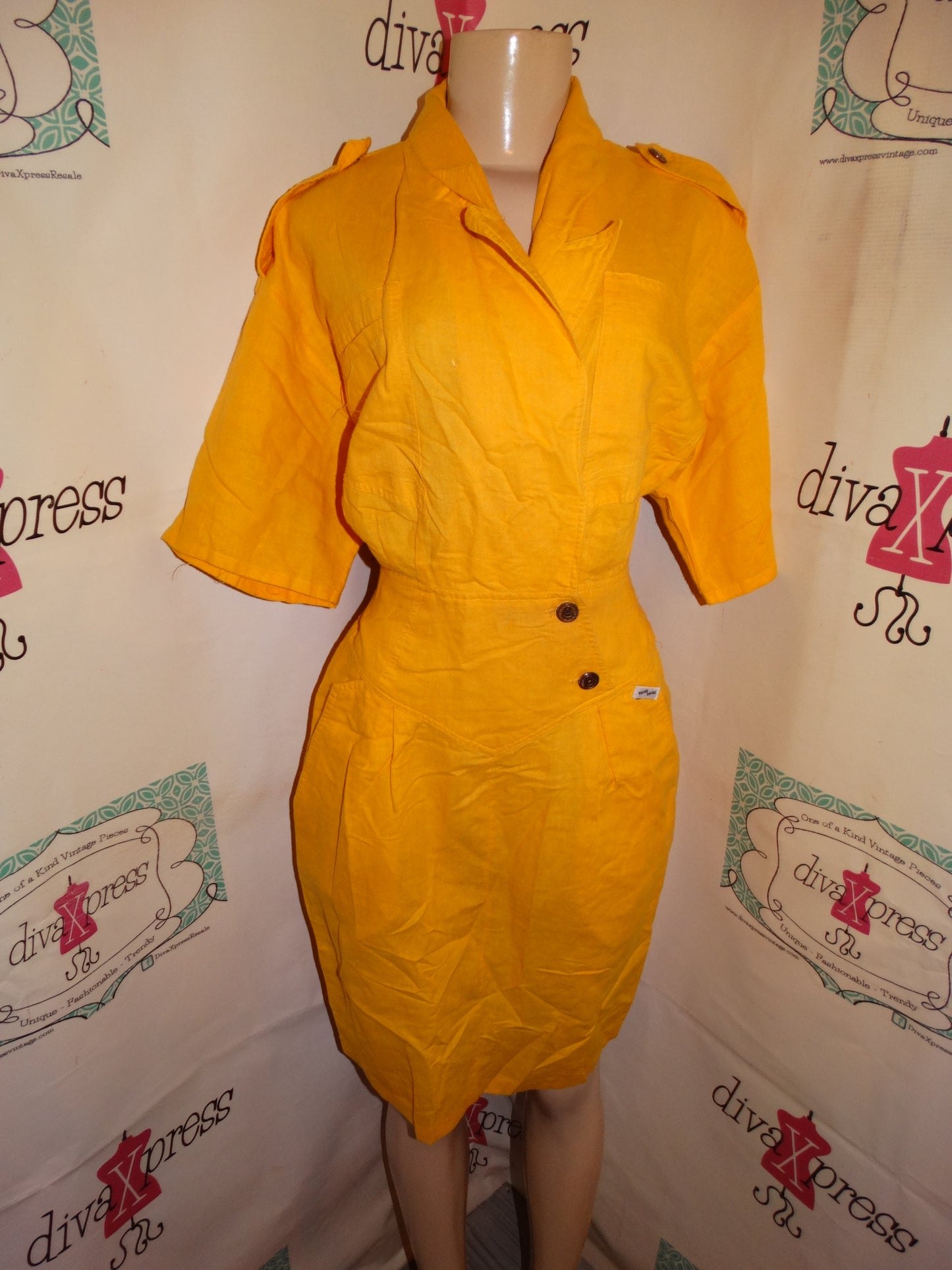 Vintage Nok Nok Yellow Dress Size S
