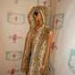 Vintage Dennis Basso Cream/Black Faux Fur Hooded Vest Size 2x