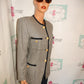 Vintage Oleg Cassini Black/White Gold Button Blazer/Top Size M