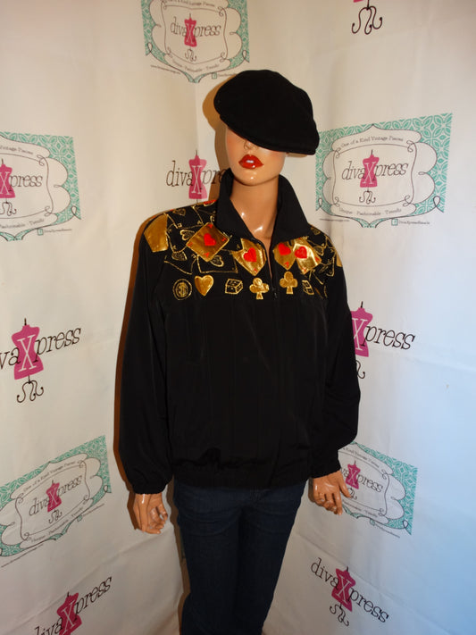 Vintage Jackets Galore Black/Gold Card Jacket Size XL