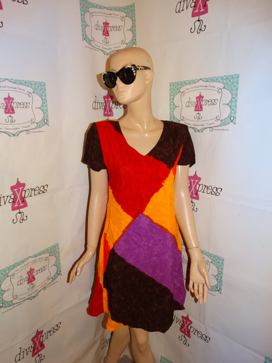 Vintage KC Spencer Purple Colorful Dress Size M