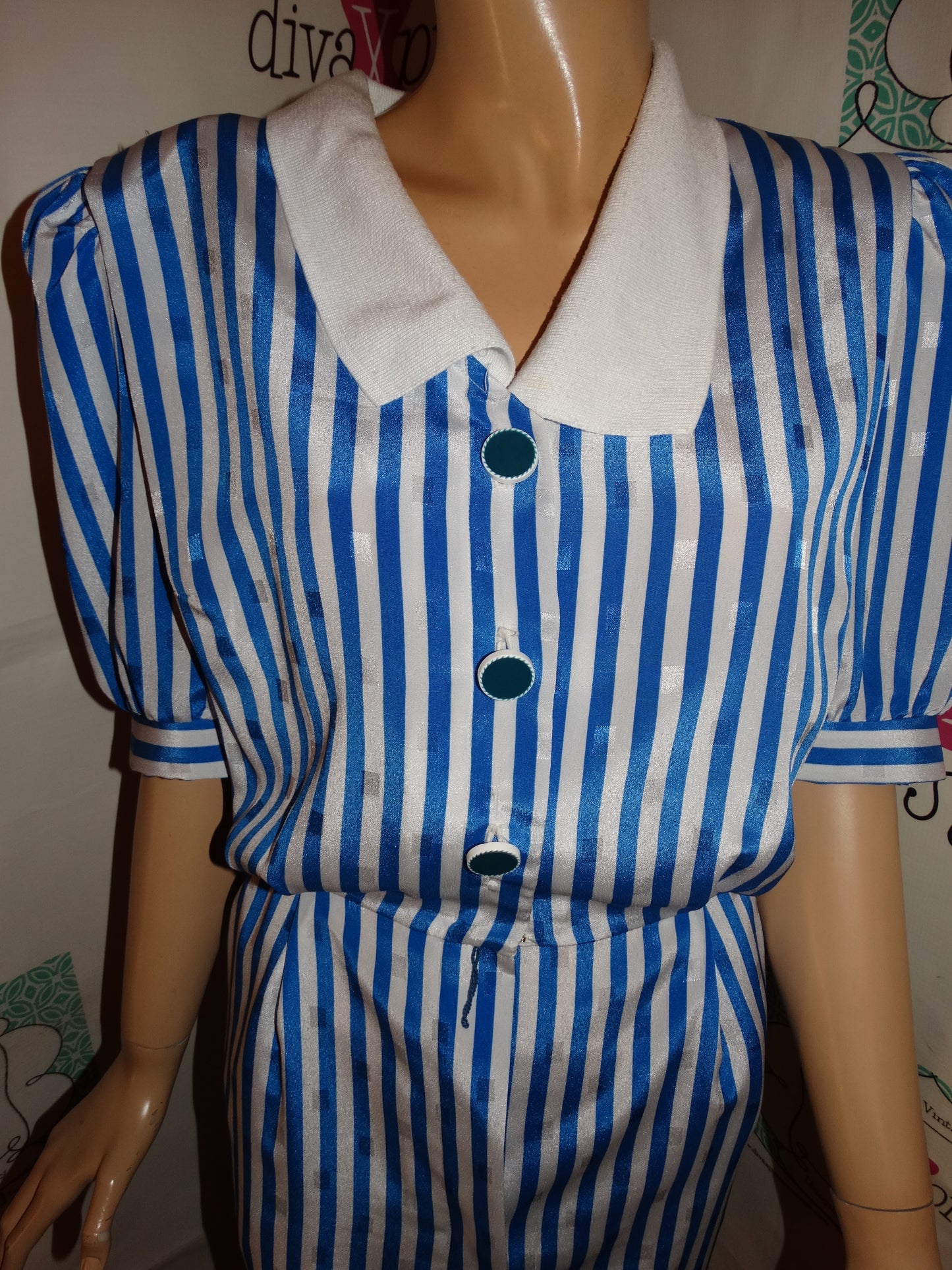 Vintage Tracy Richards Blue/White Stripe Dress Size XL