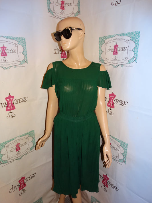 Vintage Olive Green Off Shoulder 2 Piece Gaucho Pants Set Size M