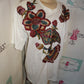 Vintage White Floral Custom Painted T Shirt Size 1x