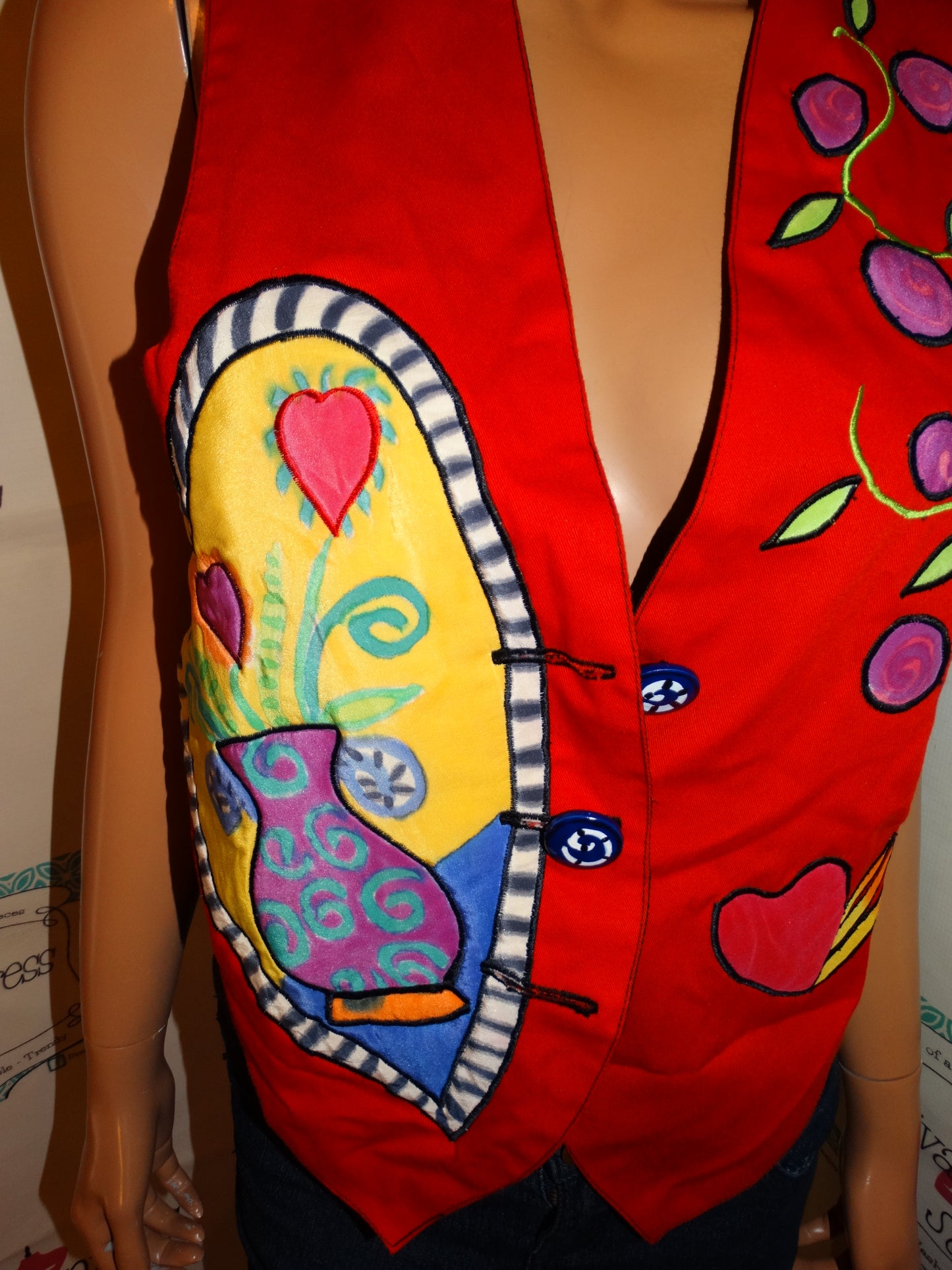Vintage Silkscape Colorful Vest Size S