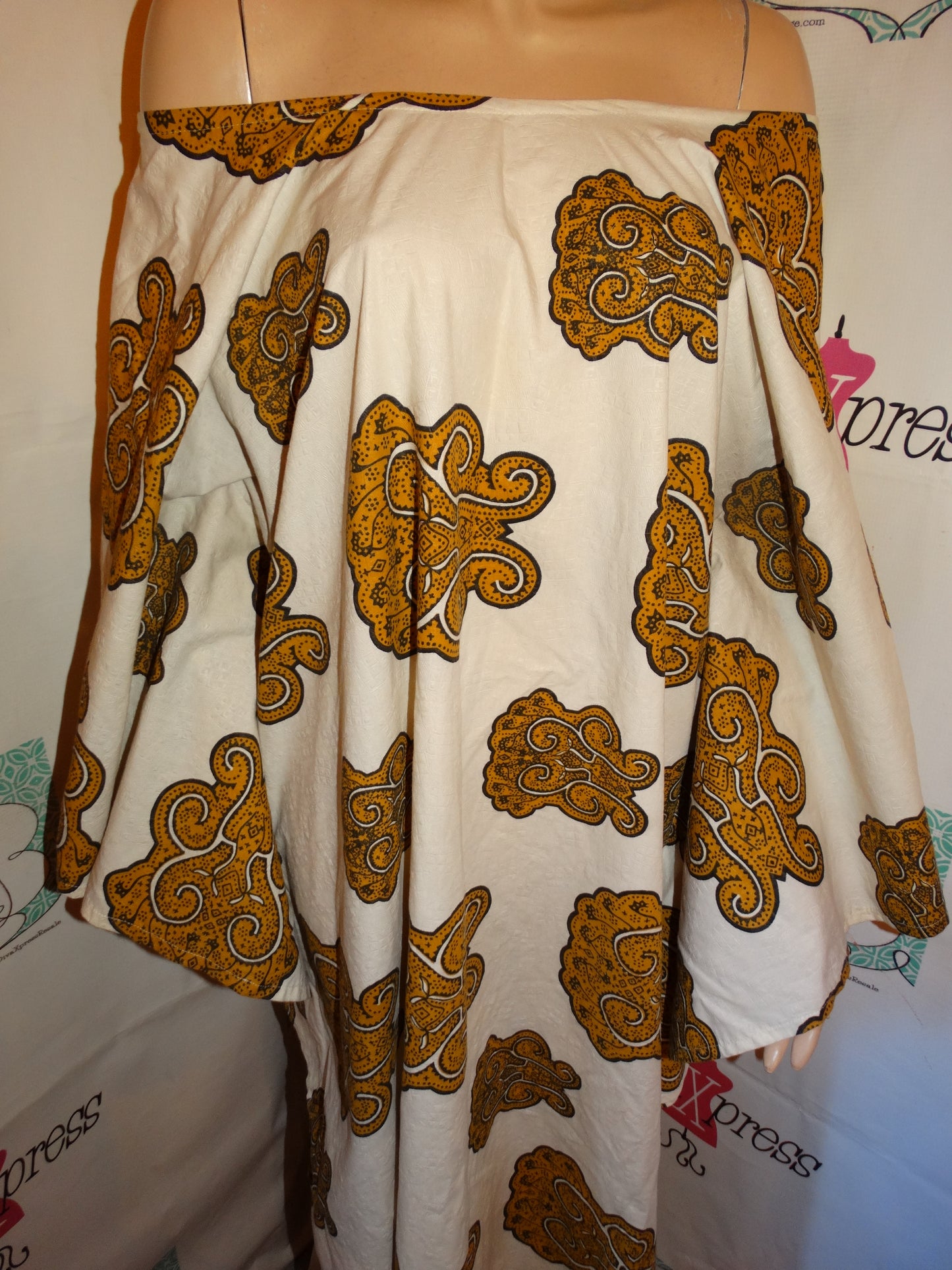 Vintage Tan/Gold AFrican Style Drape Dress Size 1x
