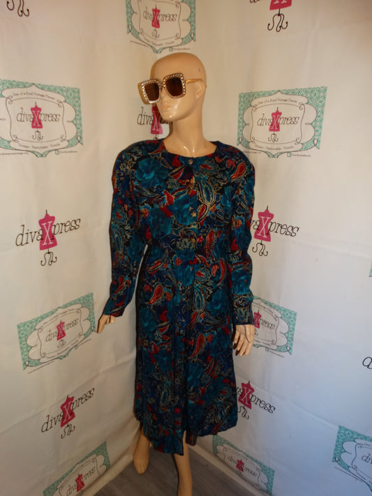 Vintage RK ORignals GReen/Purple Pink 2 Piece Skirt Set Size 1x